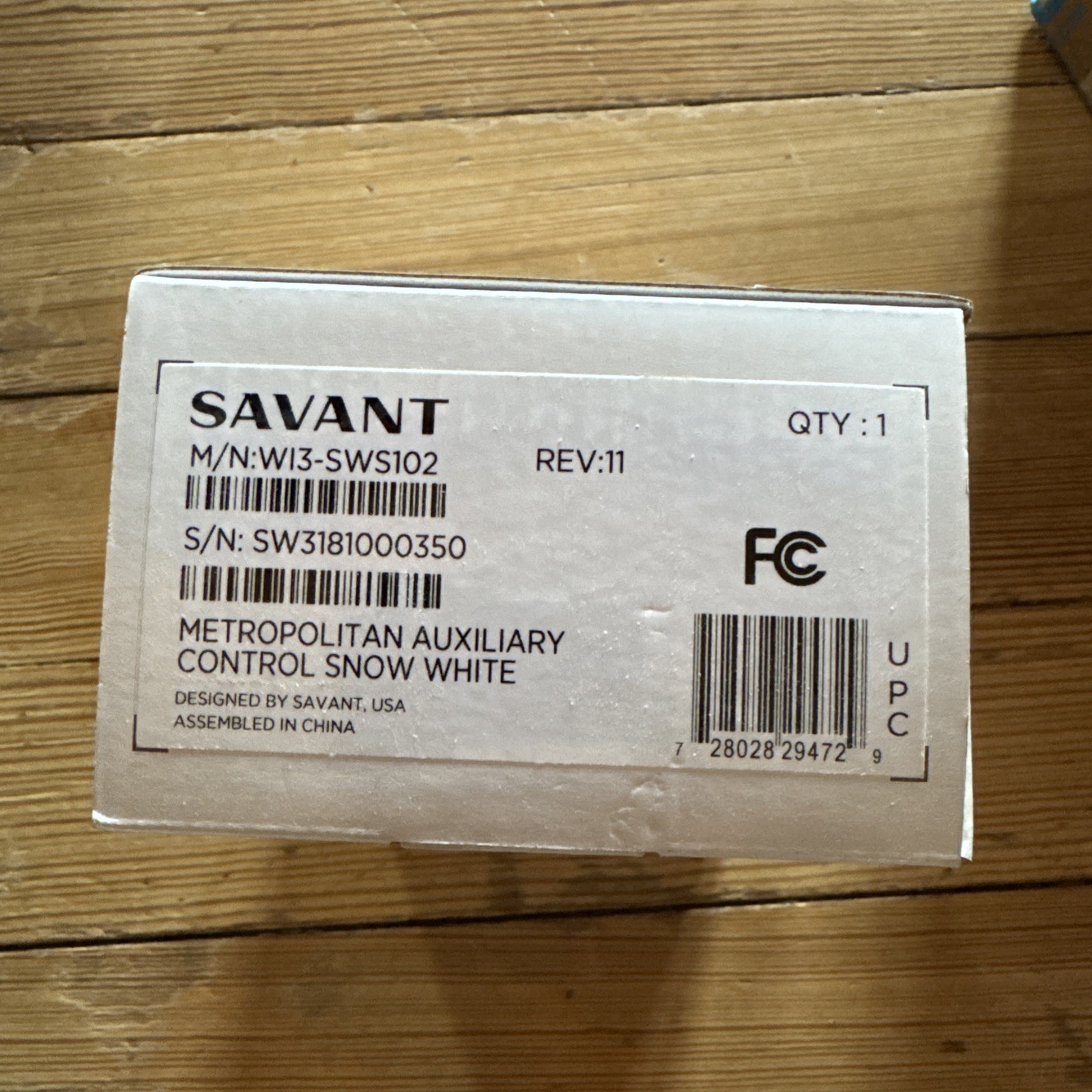 Savant W13-SWS102, REV:11 Metro Aux Control - Snow White - Brand New!
