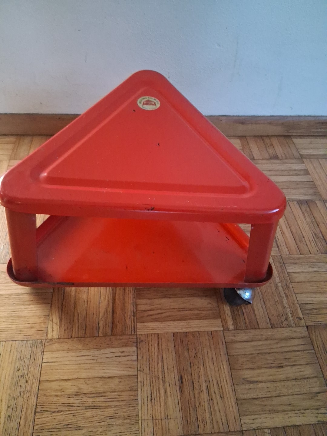 Vintage Mechanics Rolling Seat Red Triangle On Wheels