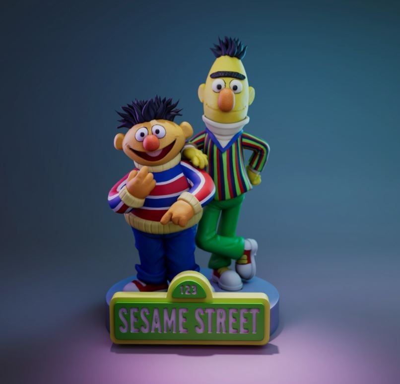 UNPAINTED Bert Ernie Sesame Street Character Diorama 3d Printed Model Kit UW