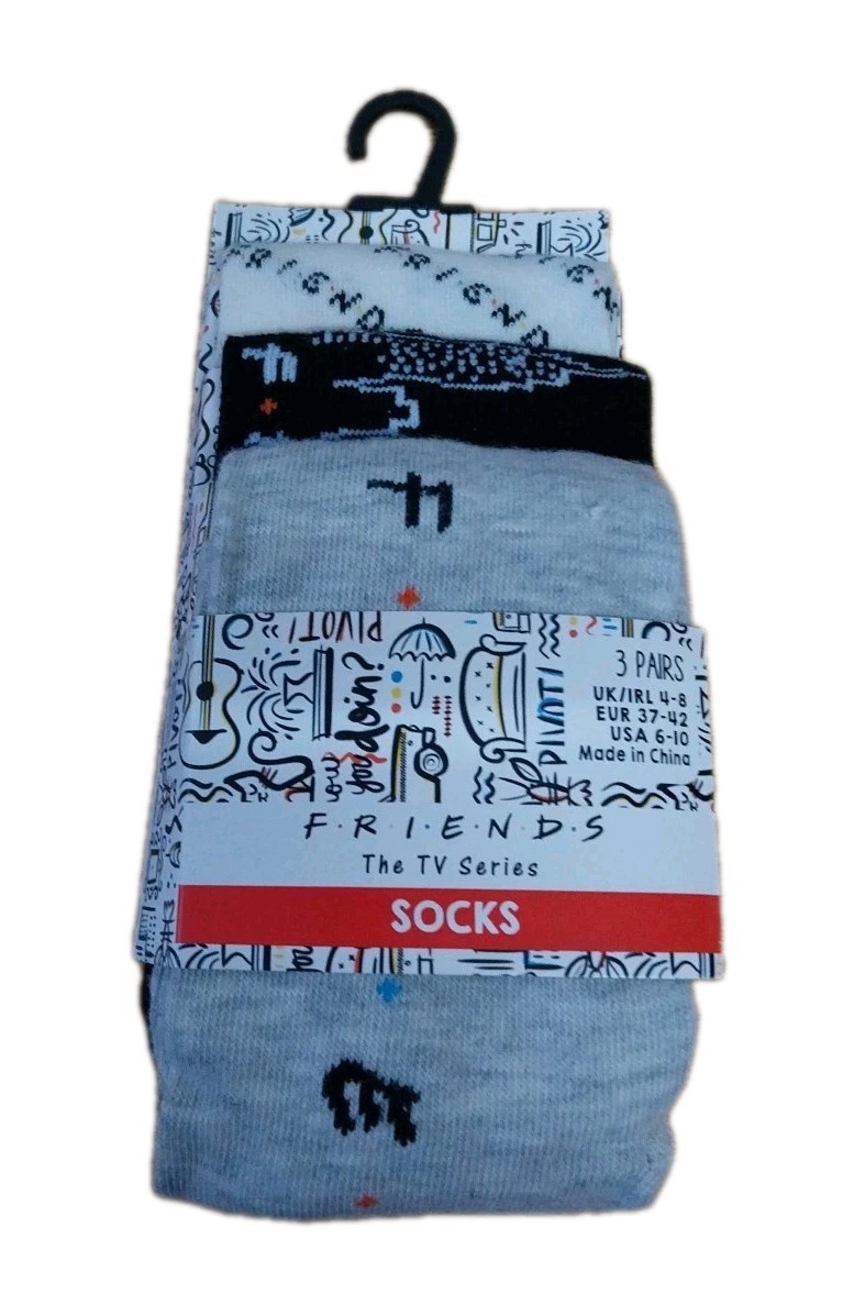 3 Pairs Ladies Friends T. V Series Crew Socks  Womens Everday Wear UK 4/8