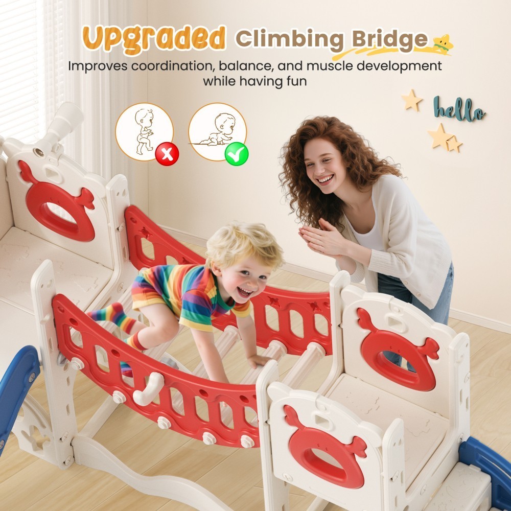 Kids Slide Climber Playset 8-in-1Toddler Large Slide Indoor & Outdoor Drawing