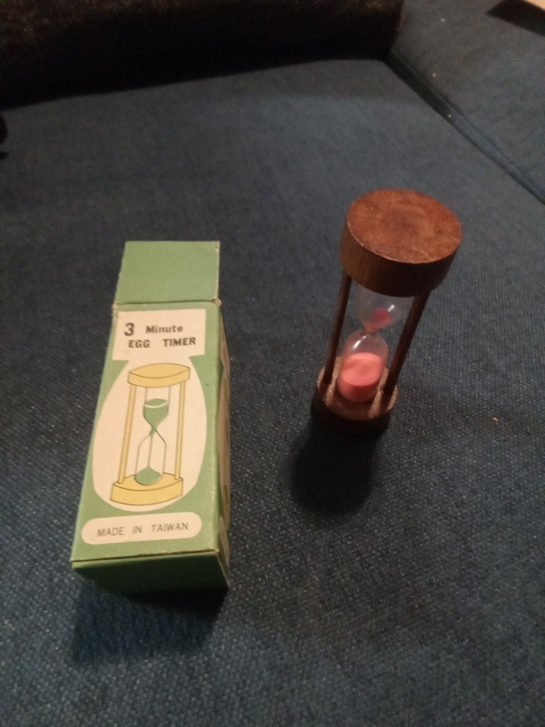 3 Minute Egg Timer Wood Glass Hourglass