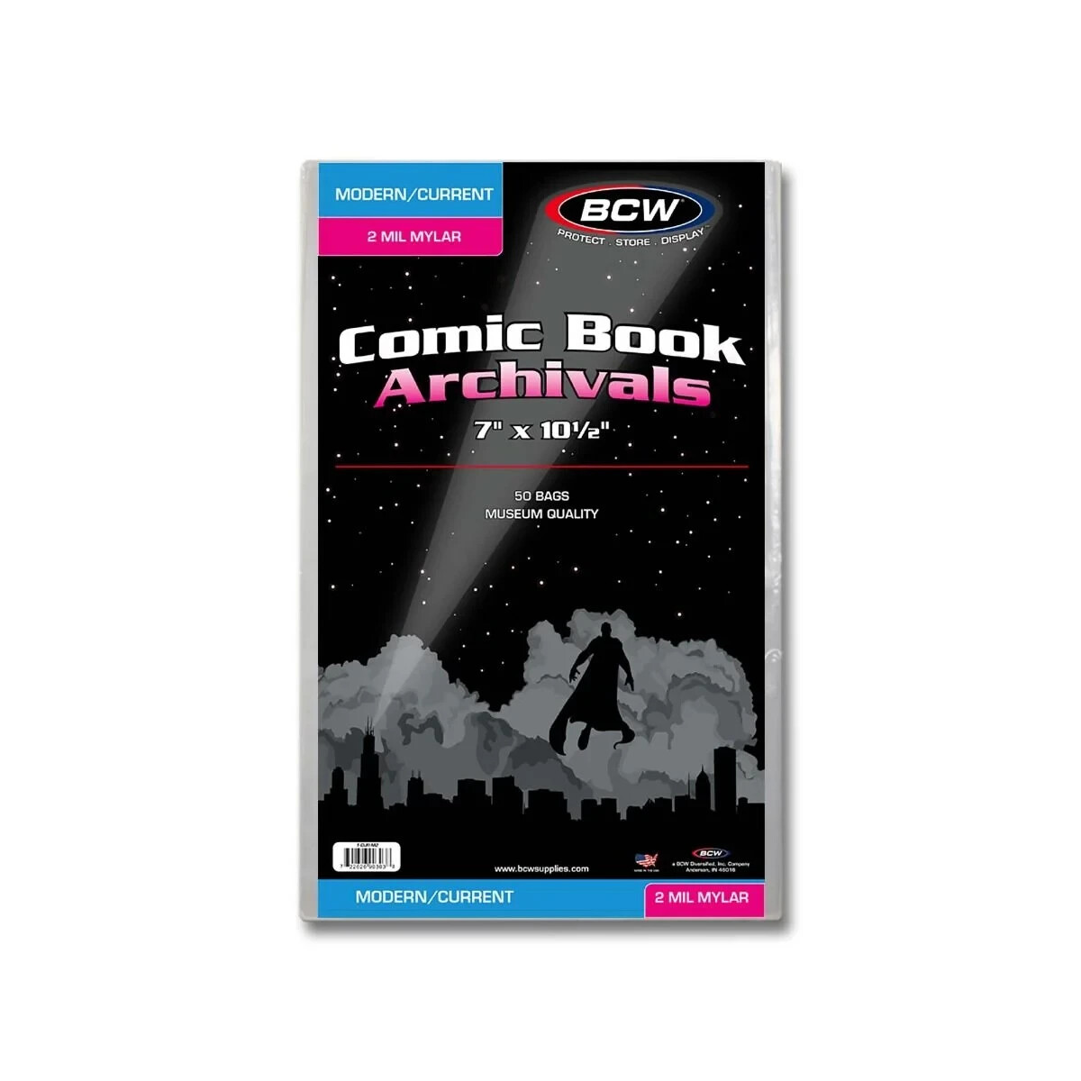 50 BCW Comic Book Mylar Archivals Bags (Current/Modern)  - 2 MIL Museum Quality