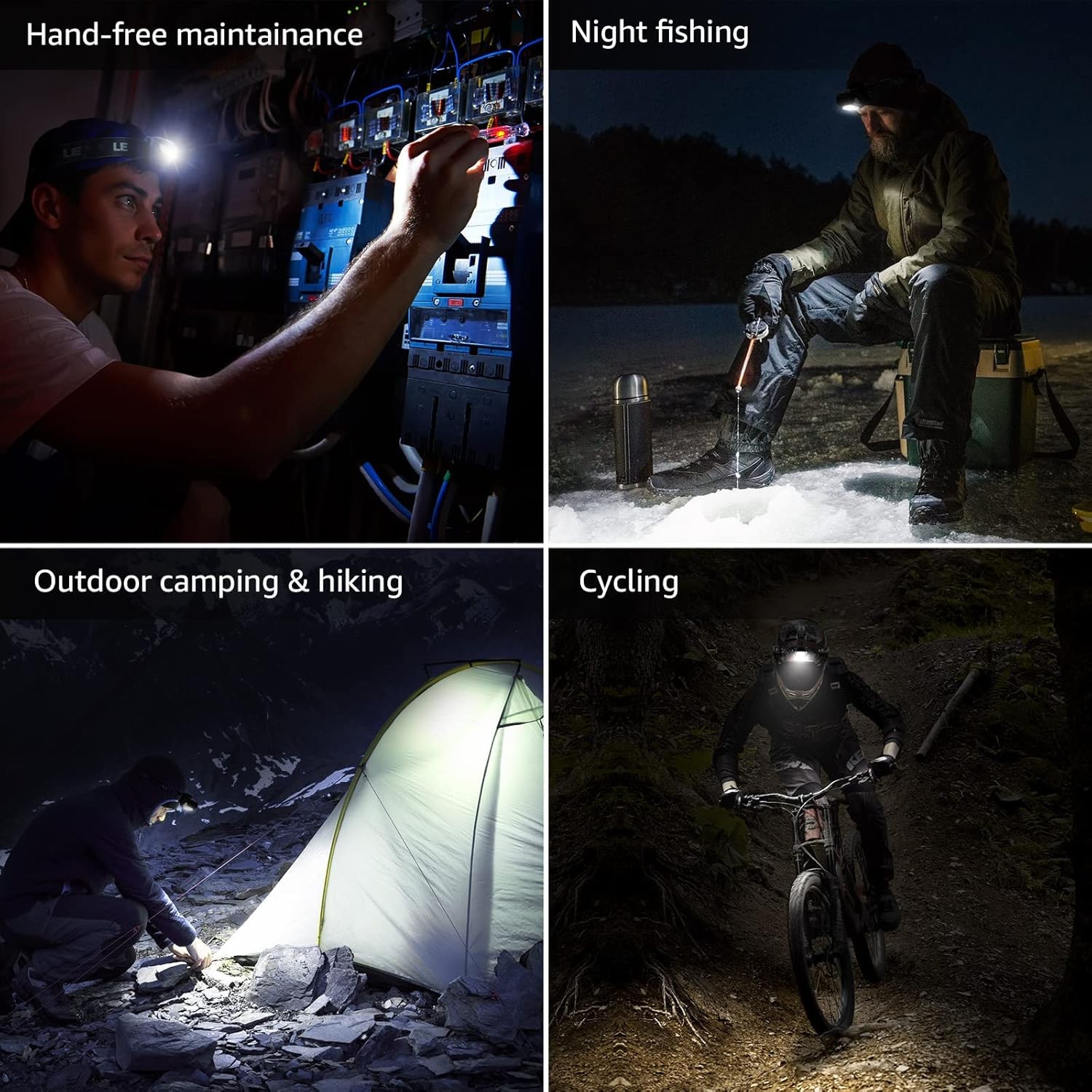 Lepro HeadLamp, 2 Pack Super Bright LED Head lamp Pocket Size, Black-2