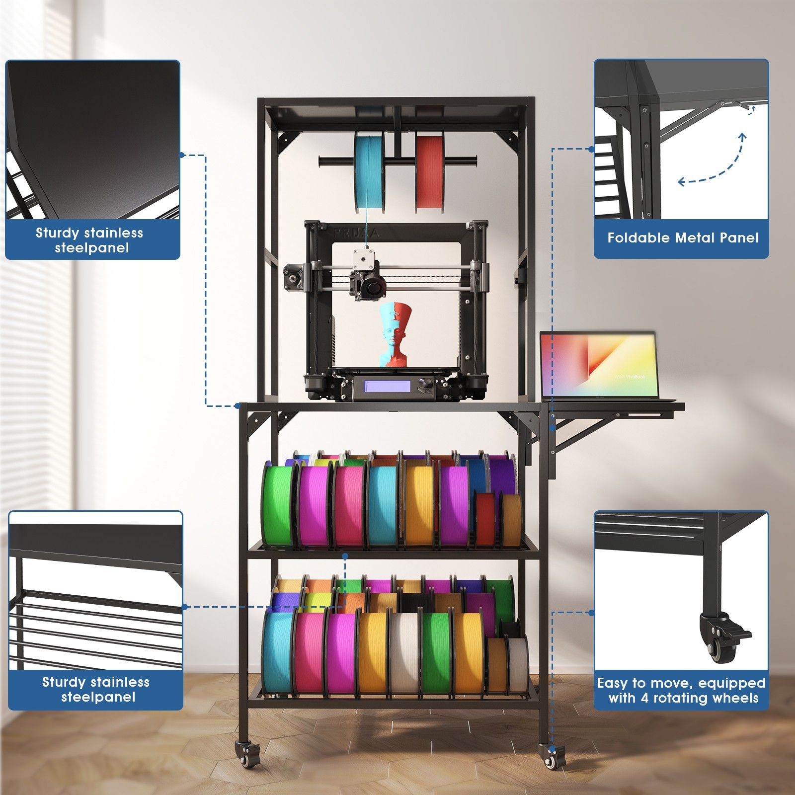 3D Printer Workbench Heavy Duty 3D Printer Table Stand for Home Office Workshop