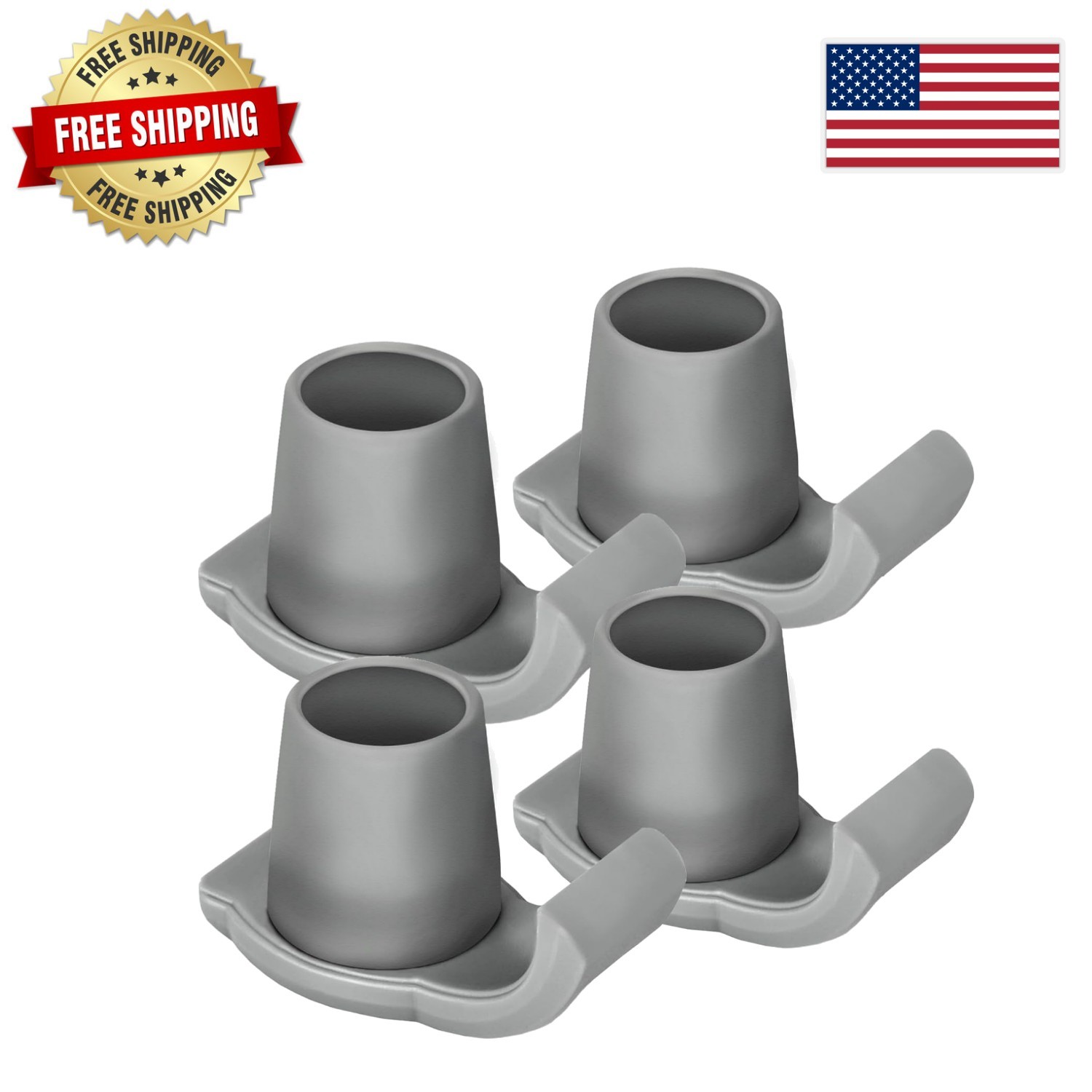 4 Pack Durable Walker Ski Glides - Universal Fit for Seniors, Gray, 1-1/8 Inch