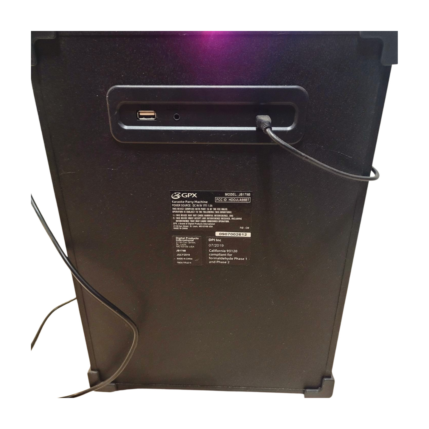 Portable GPX Karaoke Party Machine- JB179B, Bluetooth, Light Effects, Microphone