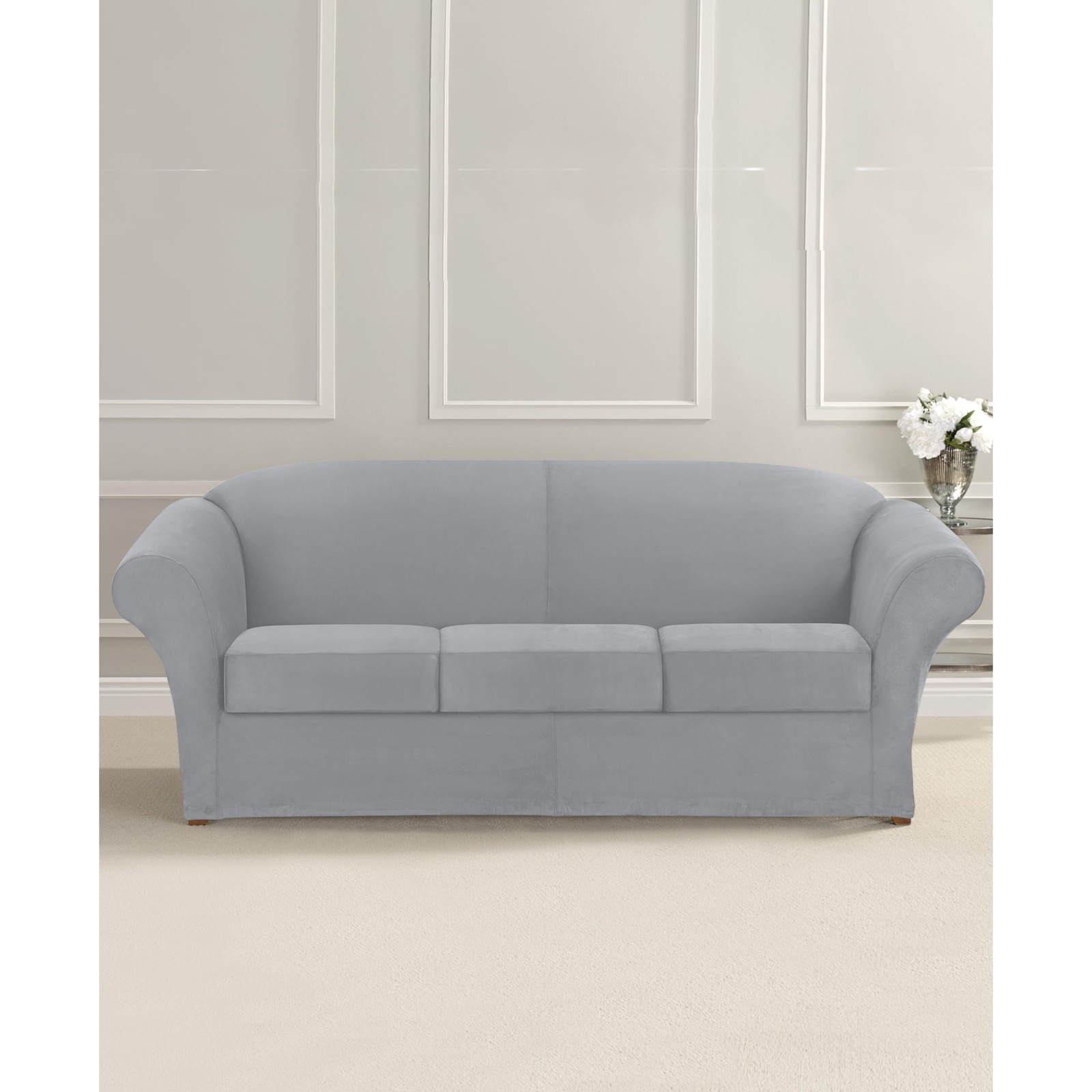Ultimate Stretch Suede Four Piece Sofa Slipcover | Form-Fitting | Individual ...