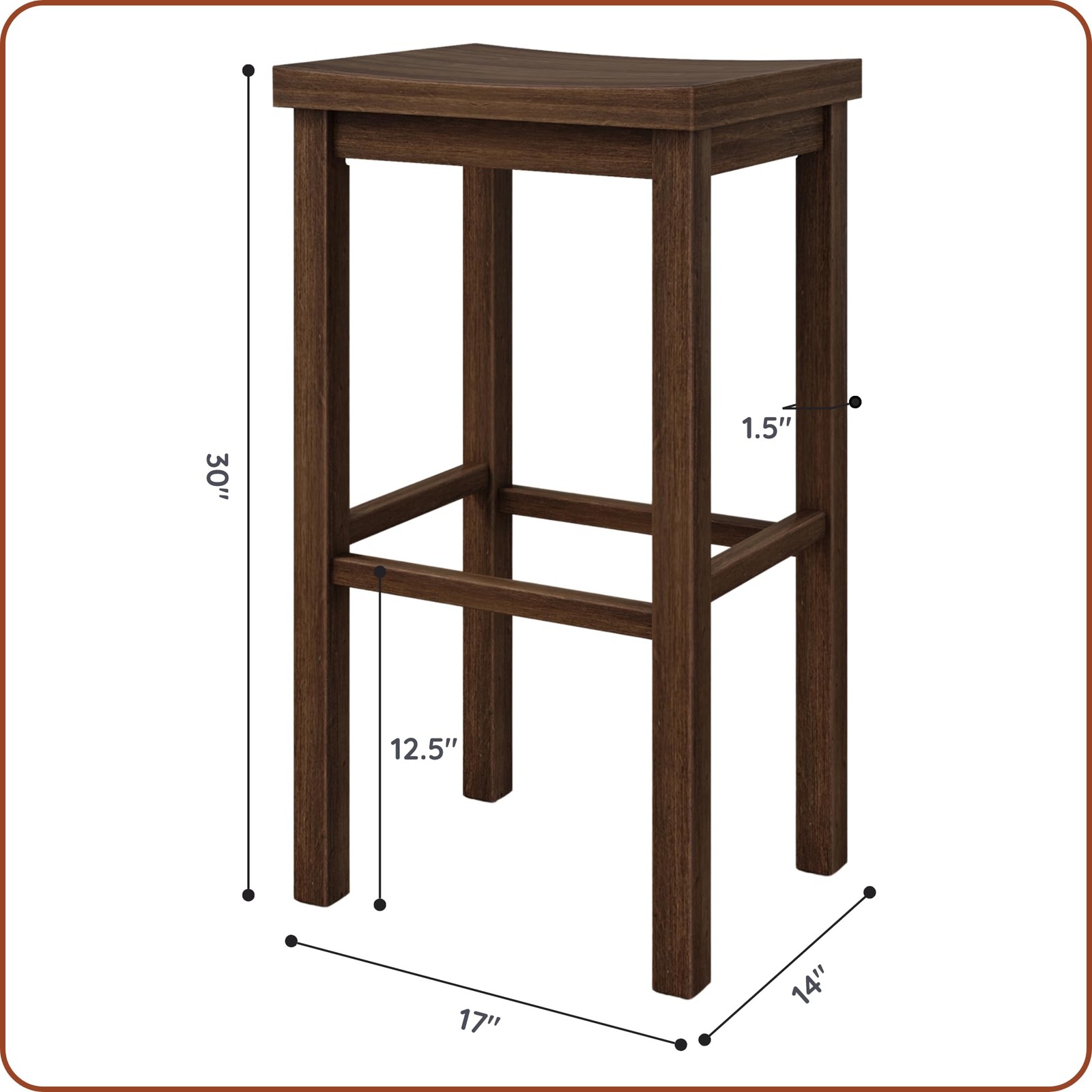 Smith Bar Stool Set of 2, Walnut