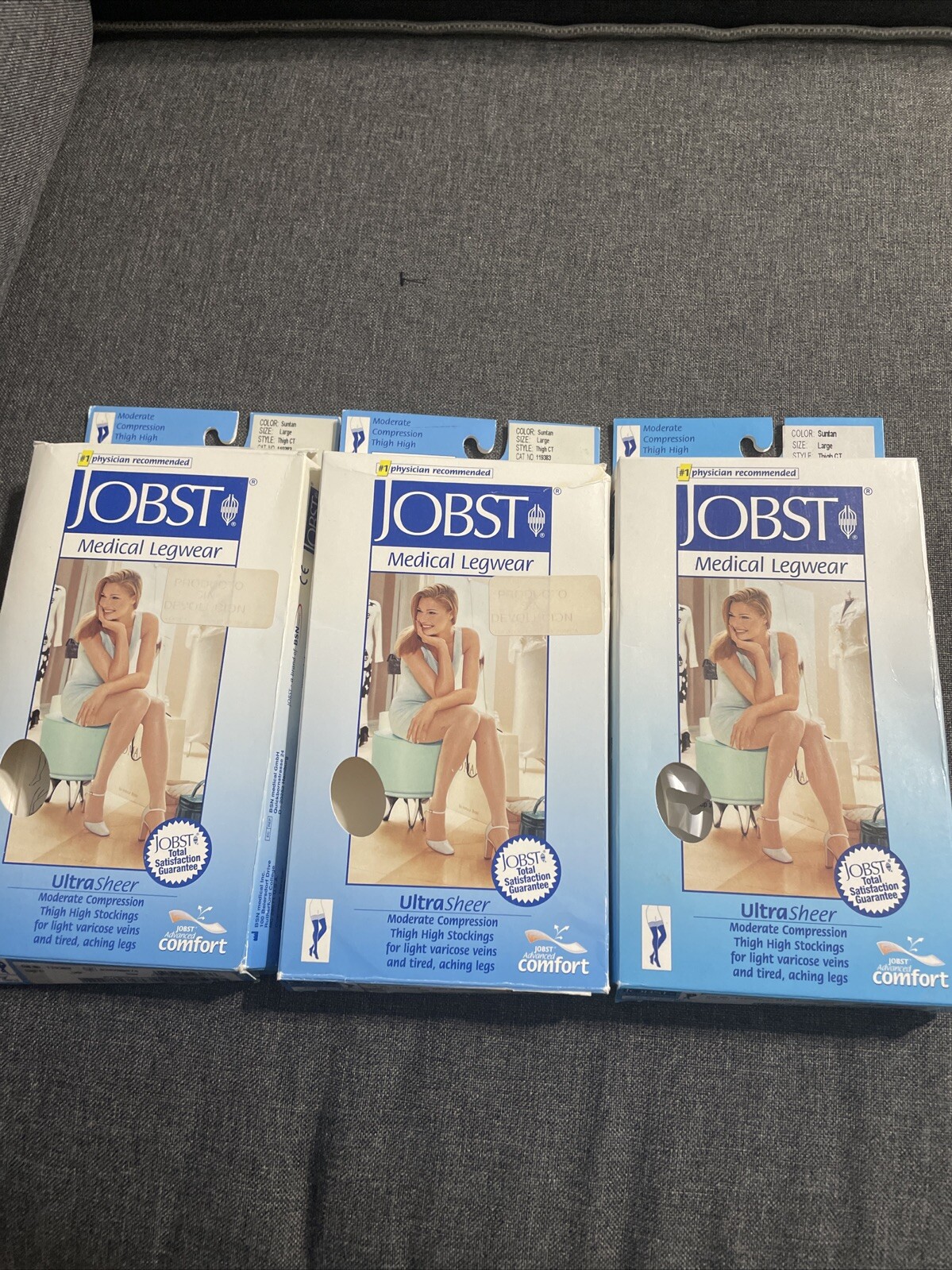 EMPTY BOXES Jobst Medical Legwear 15-20mmHg Suntan Large Thigh CT EMPTY BOXES