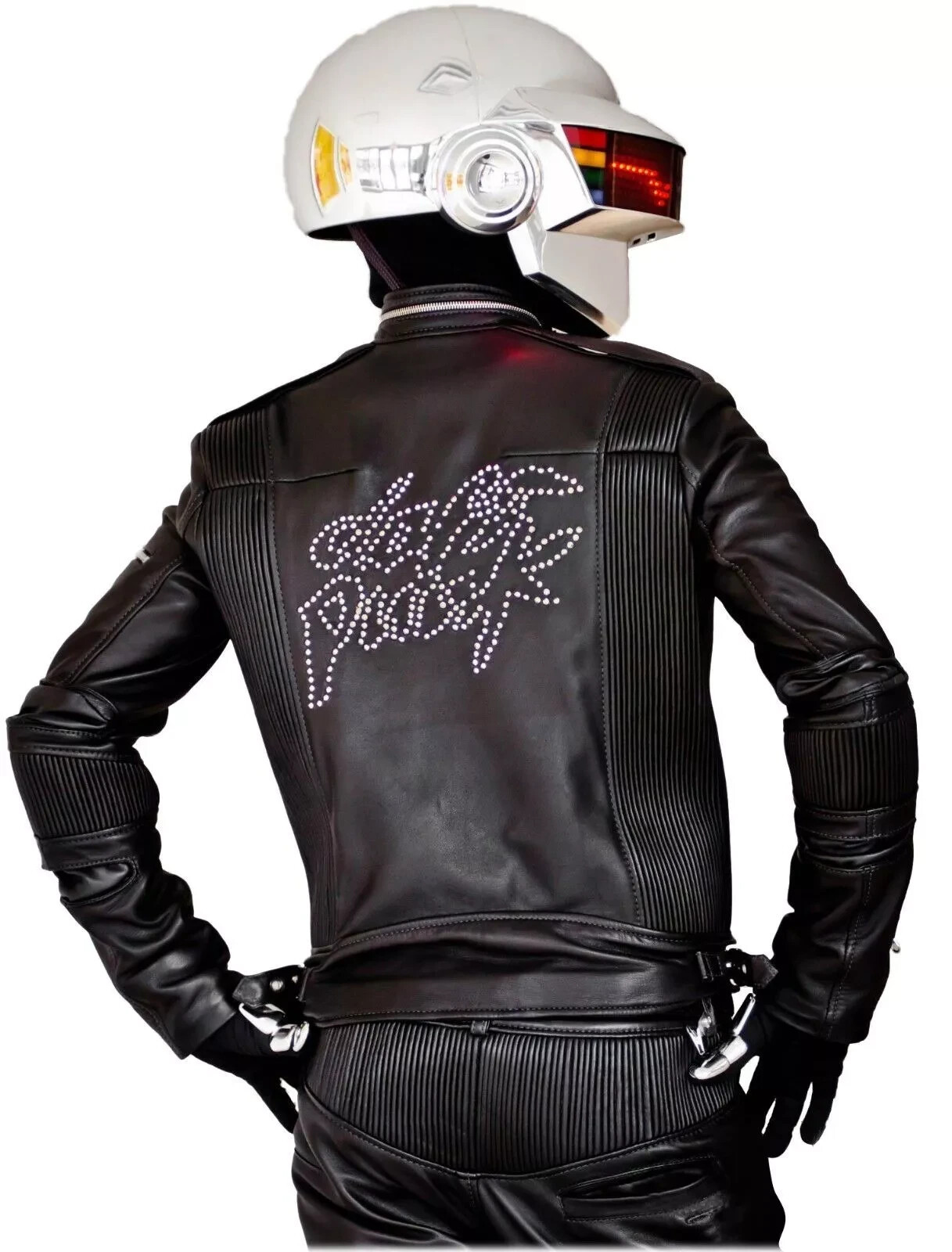 Daft Punk Get Lucky Electroma Biker pu Leather Black Motorcycle Jacket