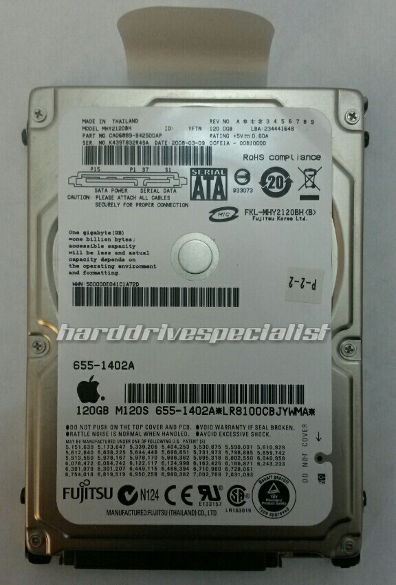 Fujitsu MHY2120BH 120GB SATA Laptop Drive P/N:CA06889-B42500AP S/N:K439T832R4SA