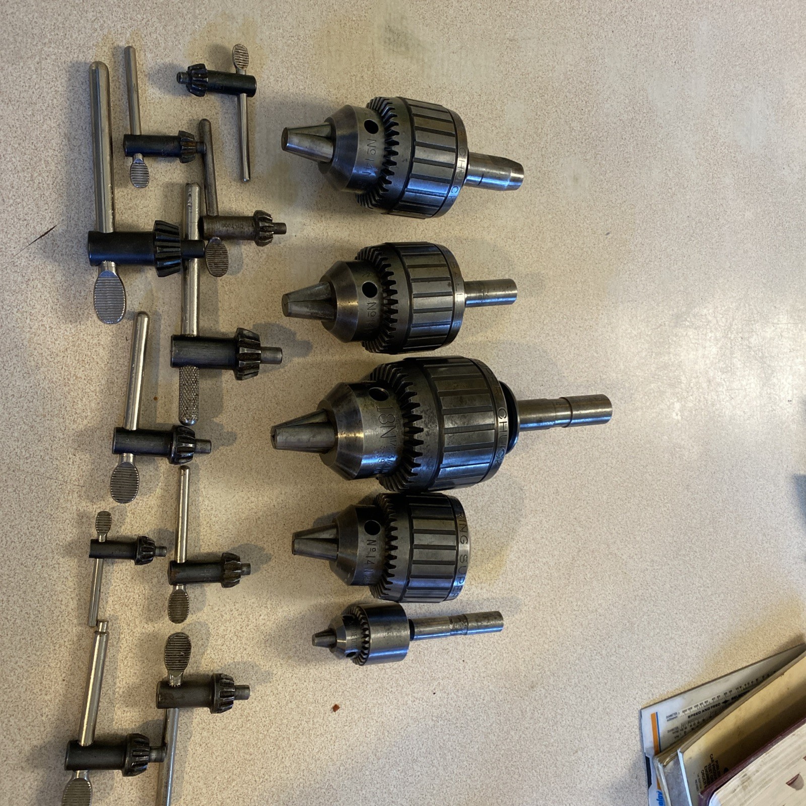 Lot Of 5 Jacobs Ball Bearing Super Chuck No 18N 1/8" - 3/4"  & 14N Drill Chucks