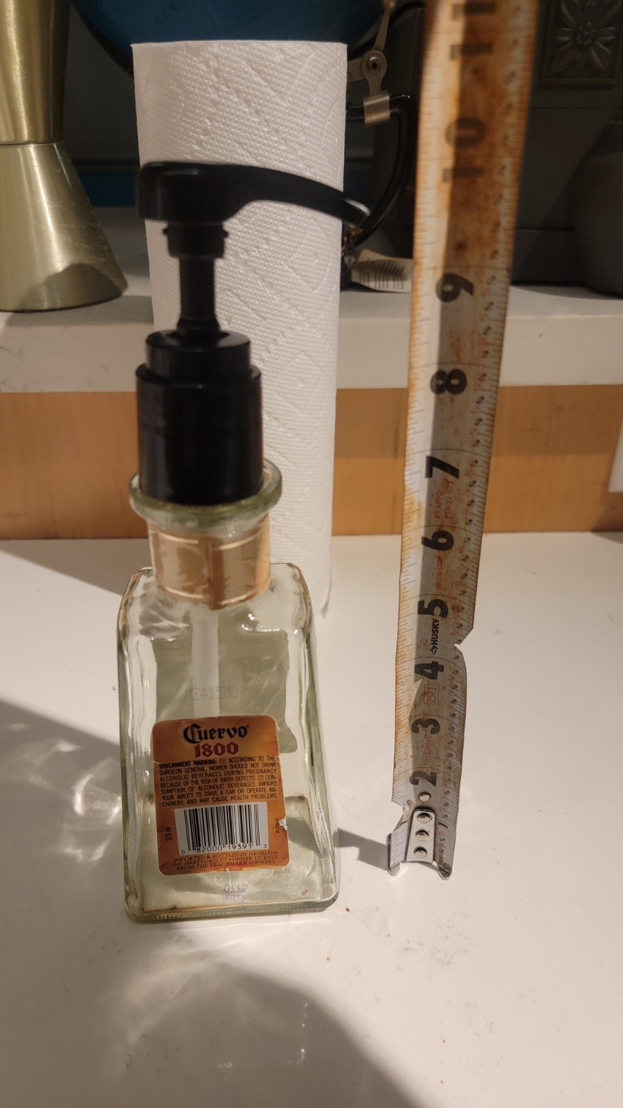 Cuervo 1800 Tequila Soap Dispenser Empty Glass Decanter Bottle 375mL