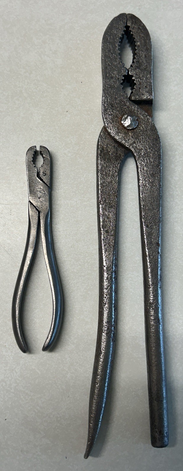 Vintage Gas & Burner Pliers Lot Of 2, 5" Unbranded & 10" P. Lowentraut NJ