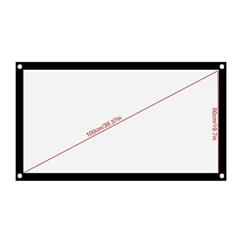 Portable Projector Screen,40 Inch 16:9 Thicken White Polyester Foldable Non-C...