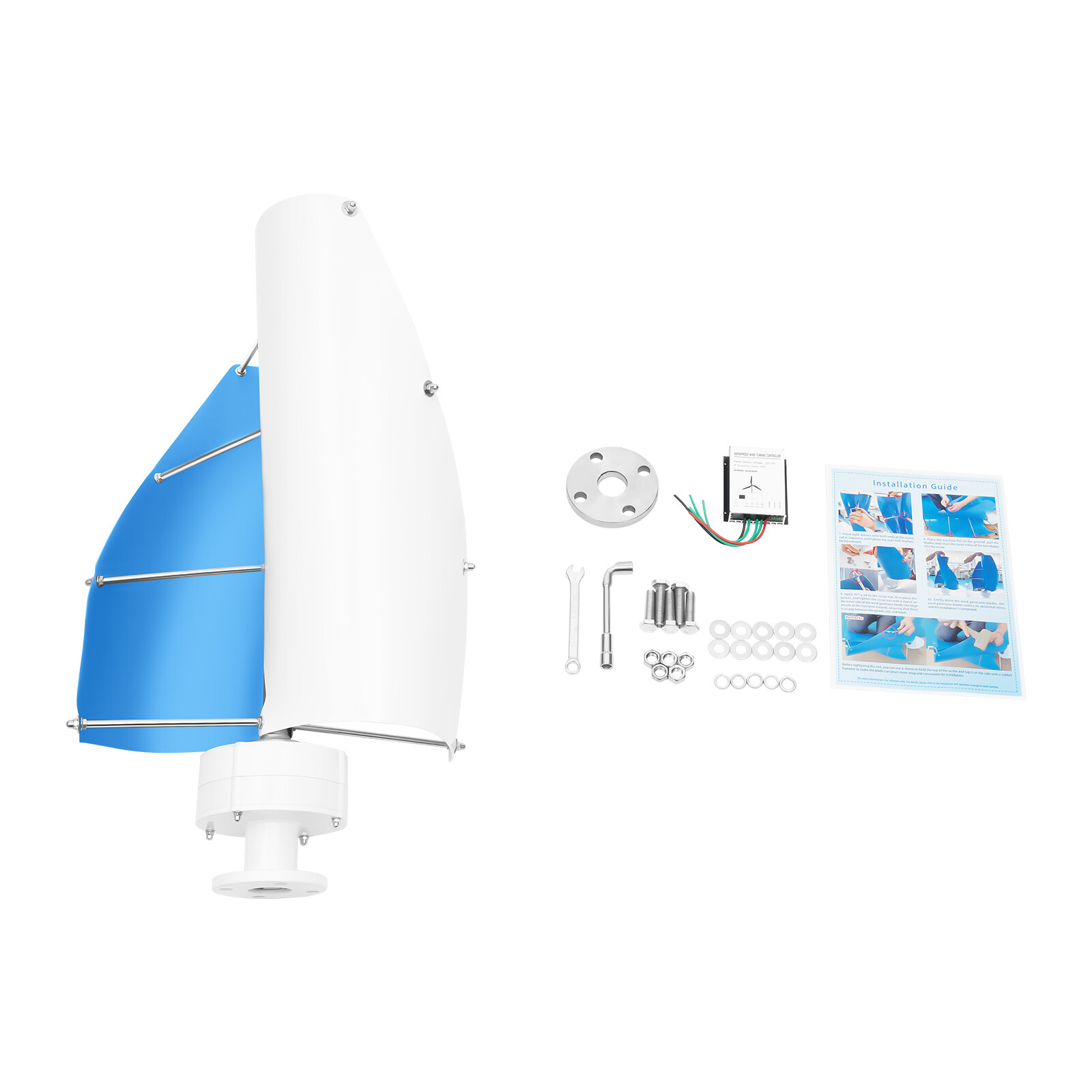Vertical Axis Wind Turbine Generator 100W Power Windmill MPPT Controller 12V DC