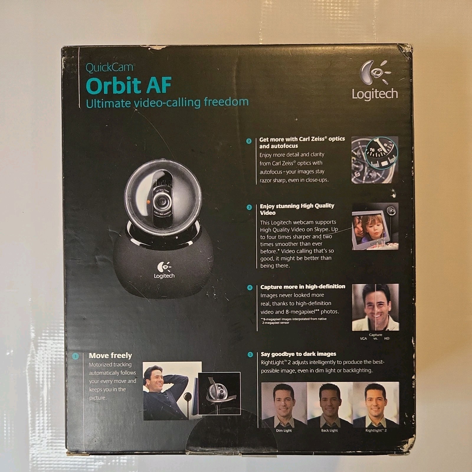 Logitech QuickCam Orbit AF Autofocus Motorized Tracking Carl Zeiss Webcam