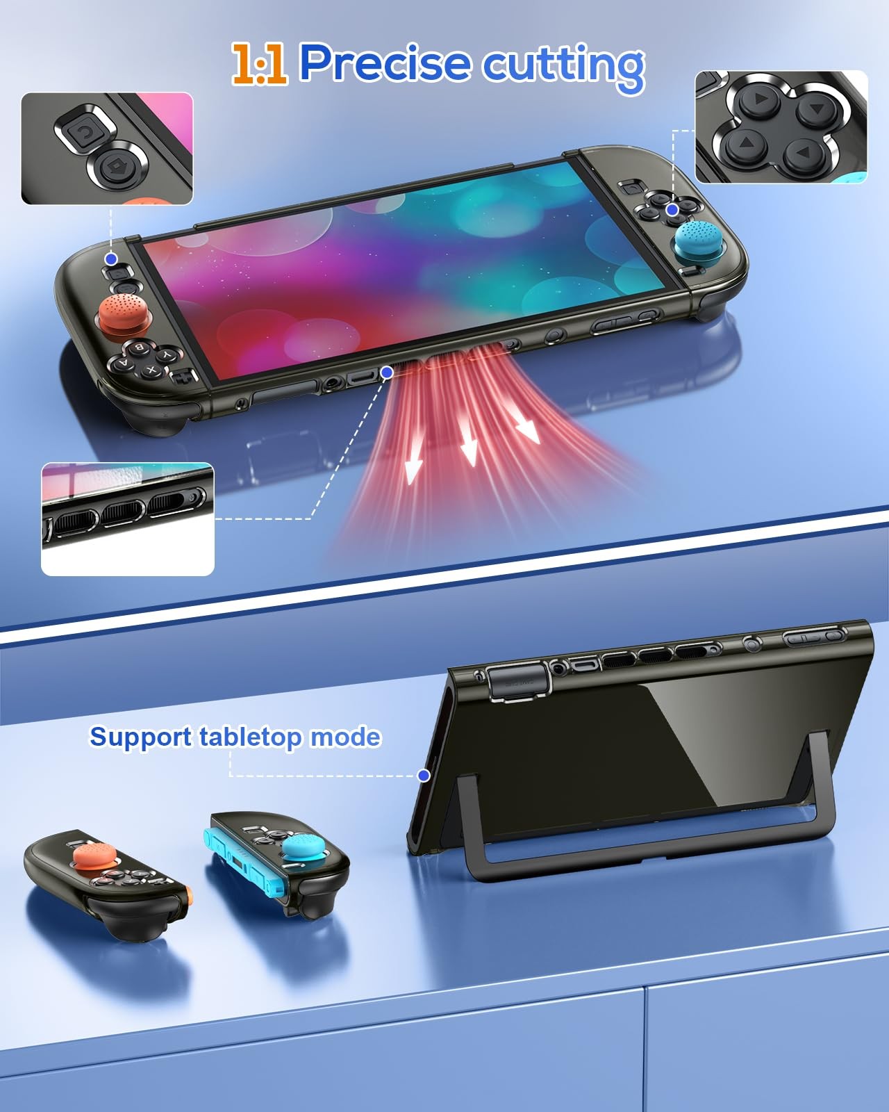 Switch 2 Protective Case Slim Hard Shell Screen Protector Thumb Grips Translucen