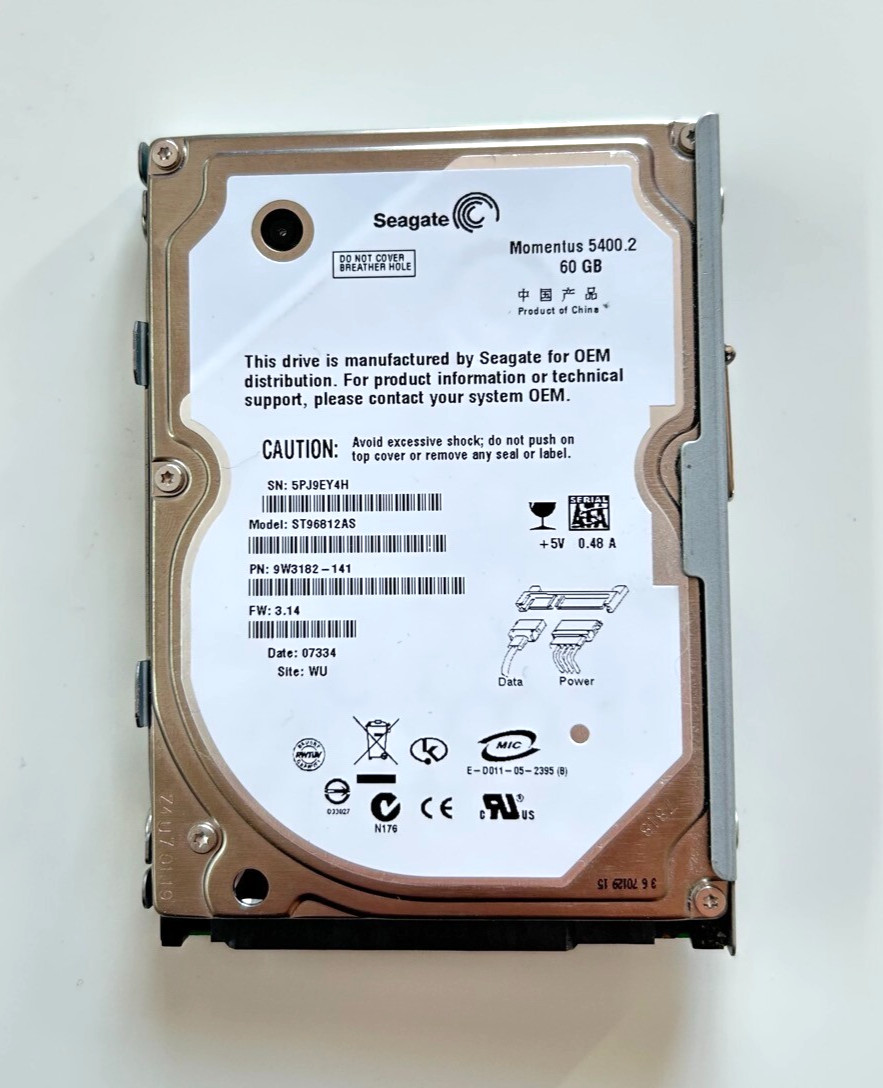 PlayStation 3 Console 60GB Hard Drive Seagate Momentus 5400RPM 2.5"
