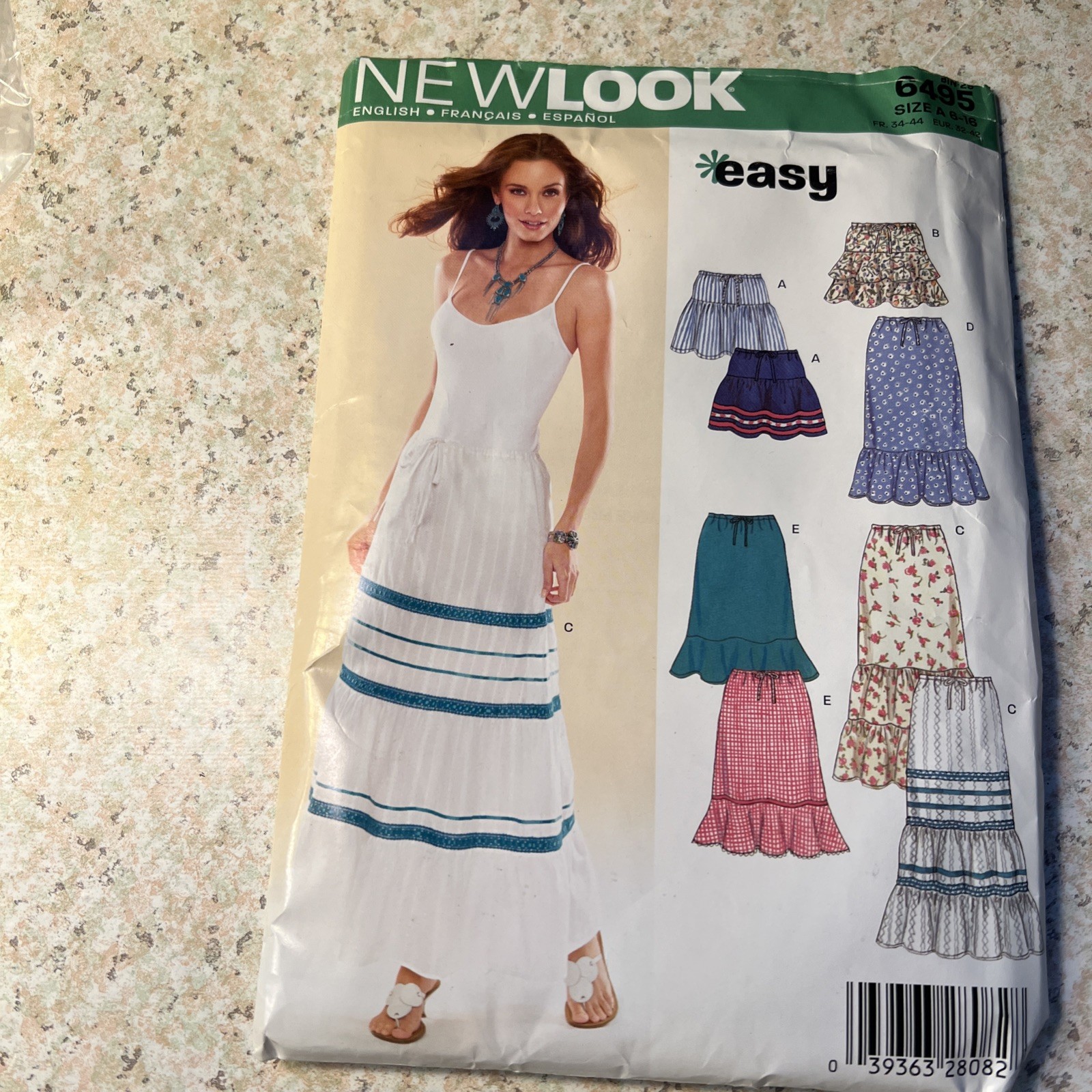 6495 Misses Skirts elastic waist drawstring hem flounce size 6-16 Uncut Hobo New