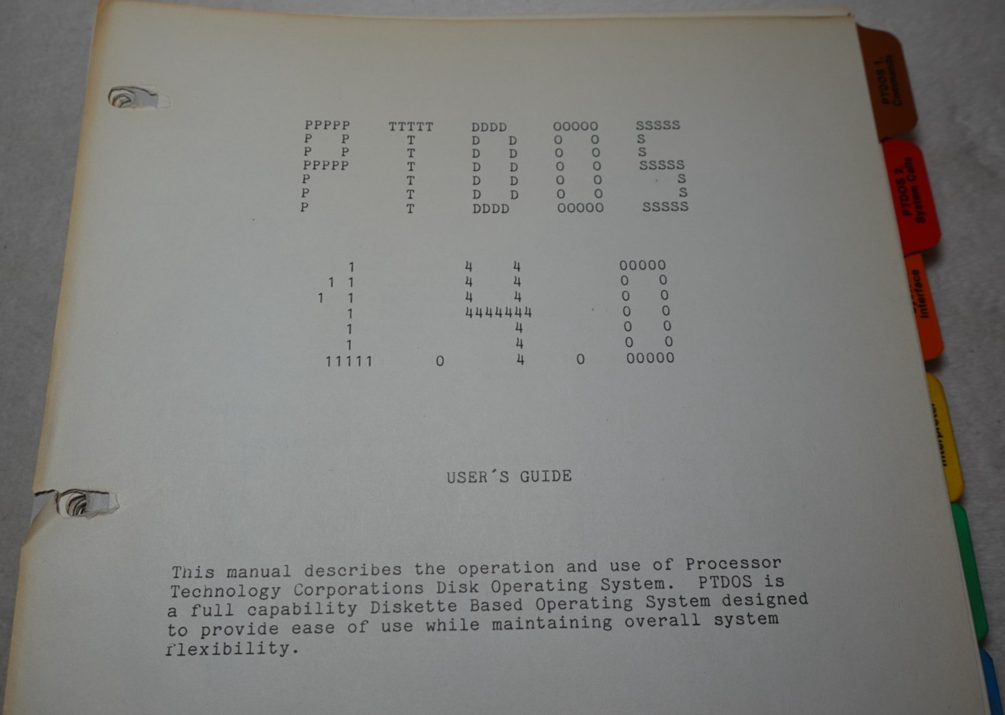 PTDOS 1.4 Processor Technology Disk Operating System 1977 Original User's Guide