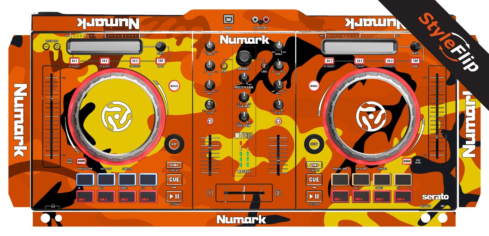 Numark Mixstream Pro 3 | Orange Camo | Protective Decal | StyleFlip Skins