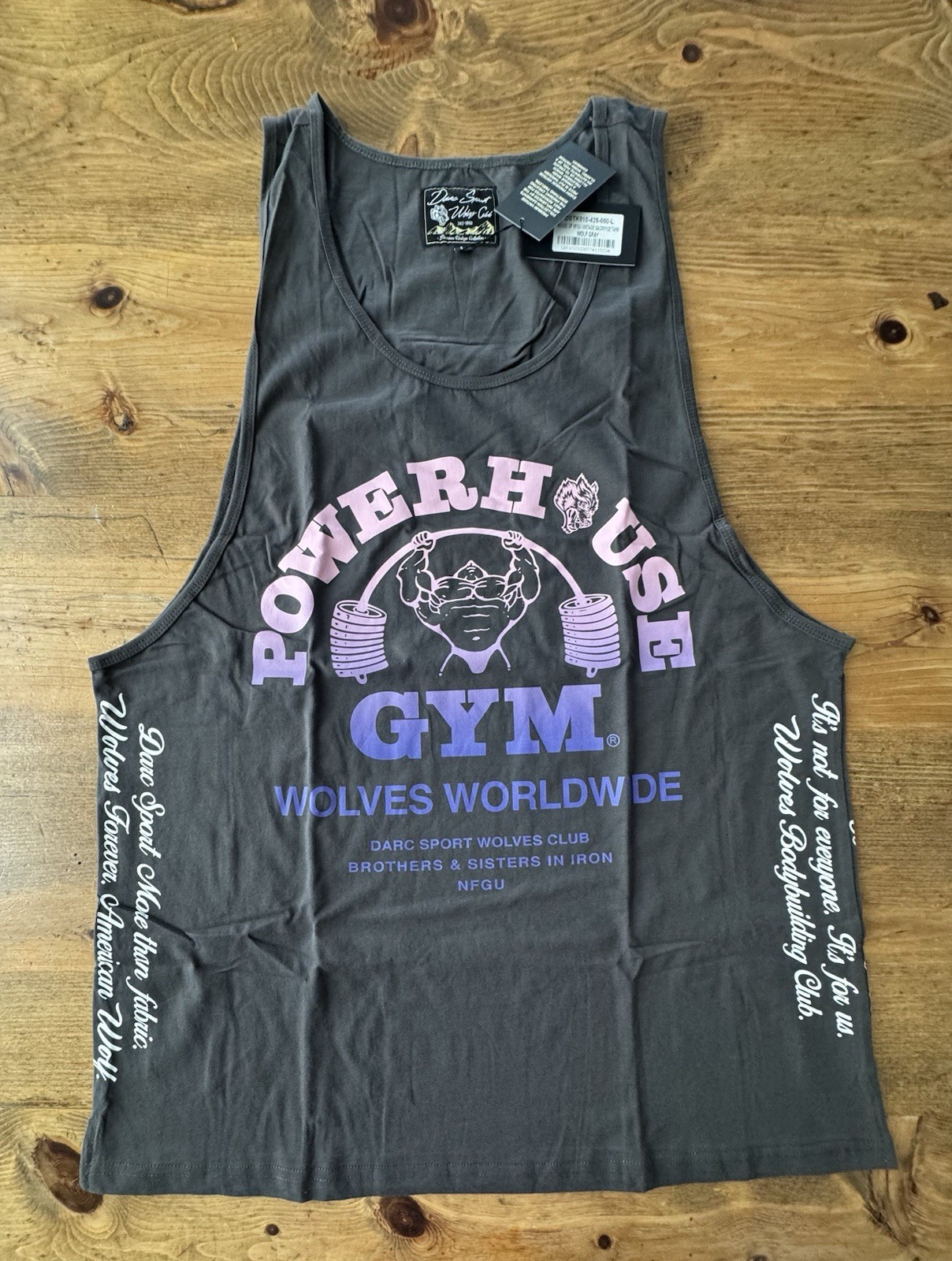 Darc Sport House of NFGU Vintage Sacrifice Tank Wolf Gray Gym Sleeveless NWT
