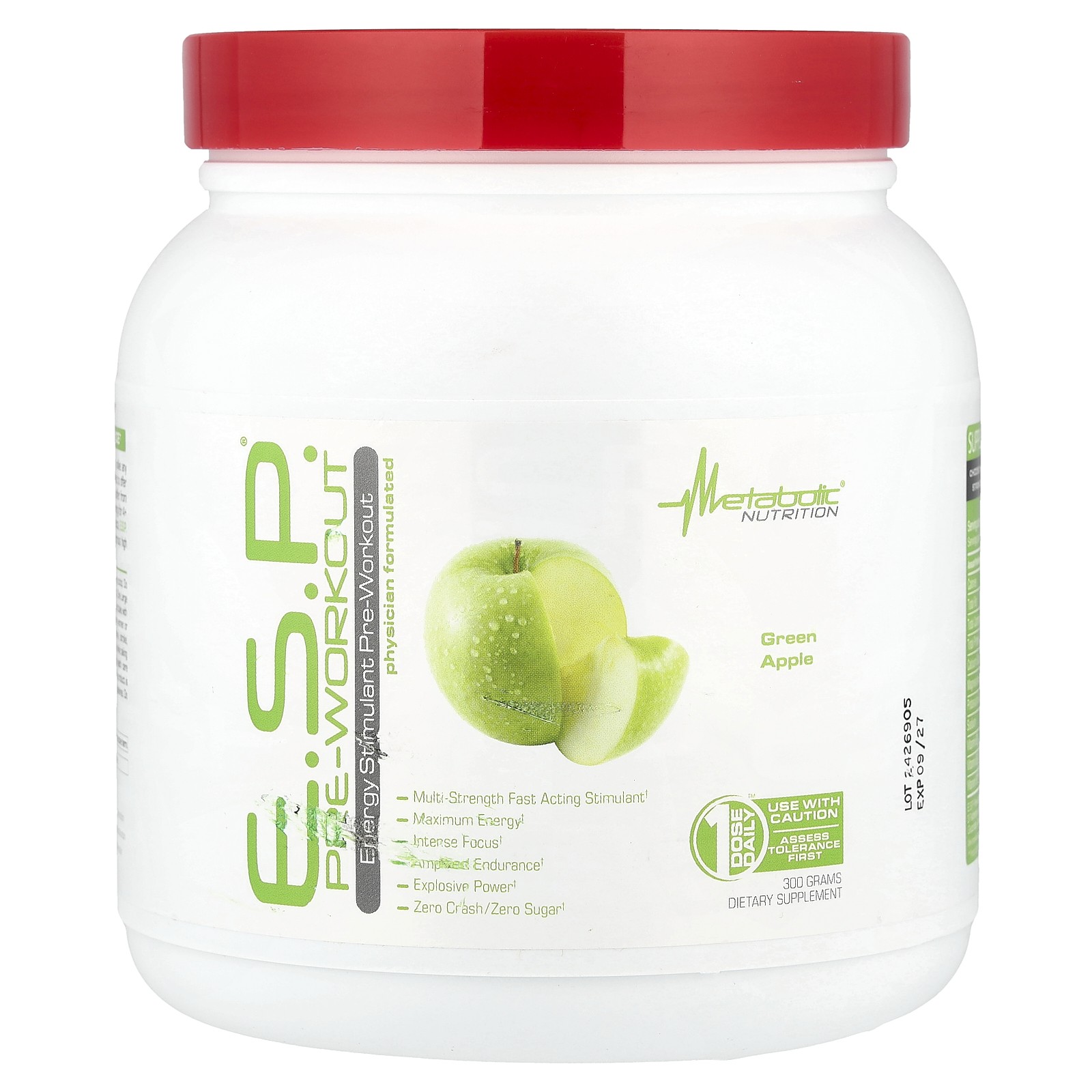 E.S.P.® Pre-Workout, Green Apple, 300 g