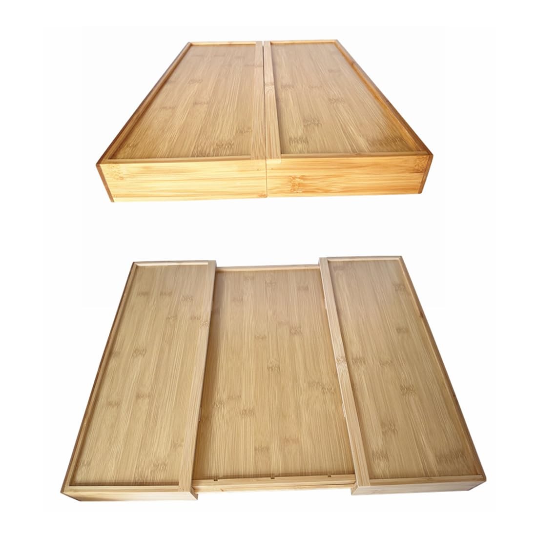 Adjustable Bamboo Drawer Organizer, Expandable Silverware Natural