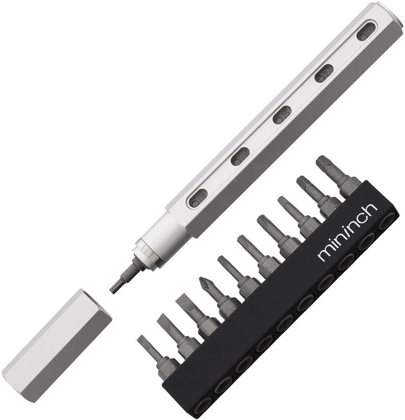Mininch Tool Pen Premium Imperial With Varied Bits and Bit Holder Snow-Silver