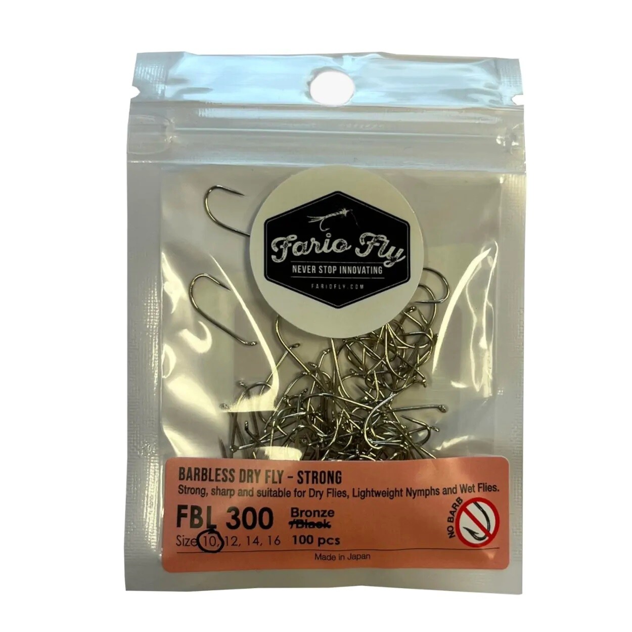 Fario FBL300 Dry Fly Strong Barbless Hooks Bronze 100pcs * 2026 Stocks * HOOKS