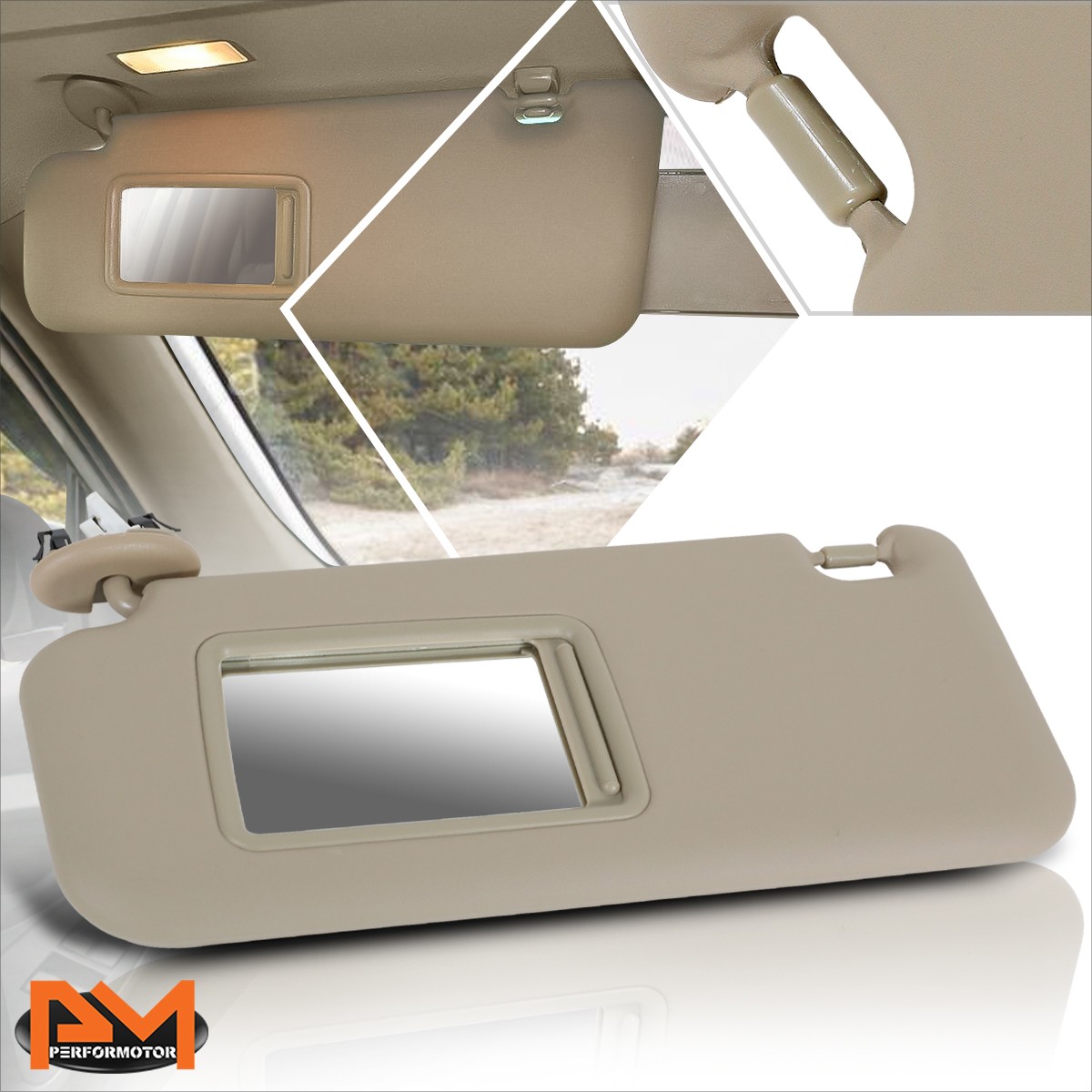 For 06-12 Toyota Rav4 OE Style Driver Side Sun Visor Sunshade+Vanity Light Beige