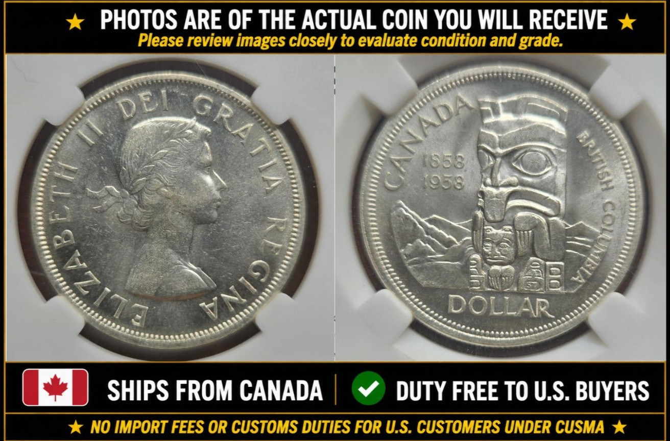 1958 Canada Silver (.800) Death Dollar • MS-62  • Nice Luster • Custom Slab!