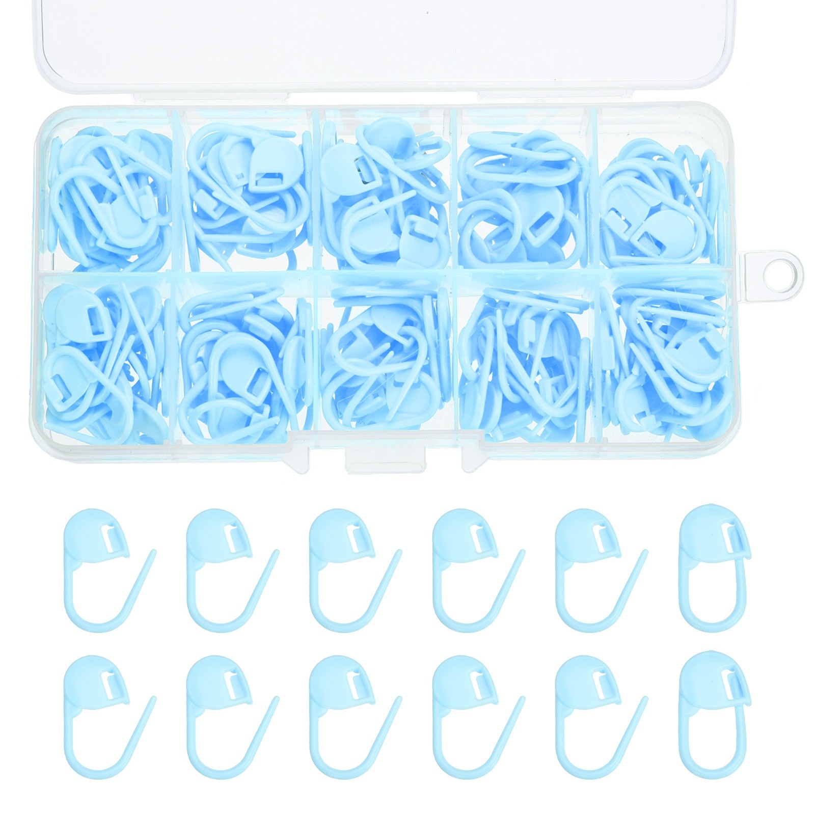 Crochet Stitch Markers 150Pcs Plastic Stitch Needle Clip Counter, Light Blue