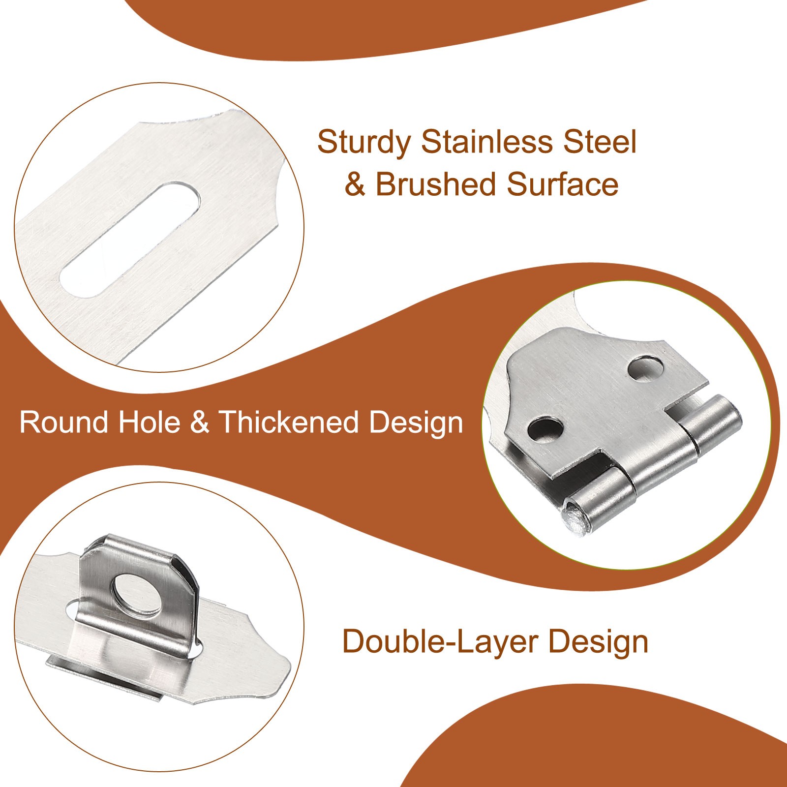 6 Pcs 2.2" Hasp Lock Latch Stainless Steel Packlock Clasp Screw Silver