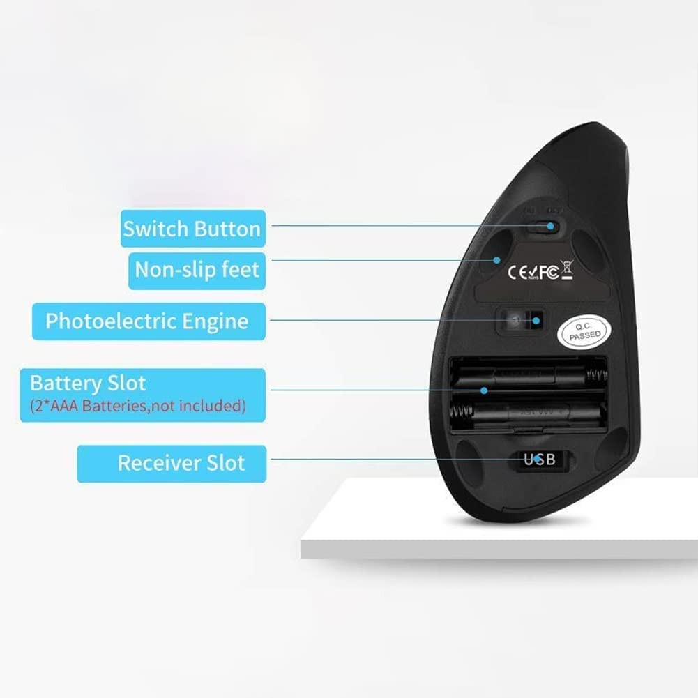 BeWishes Ergonomic Vertical Wireless Mouse Black