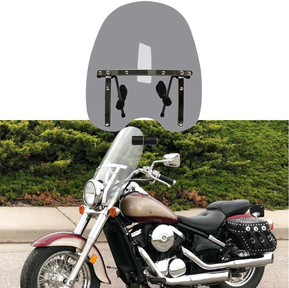 Smoke Windscreen Windshield 18"x16" For Kawasaki Vulcan Classic & Drifter VN800