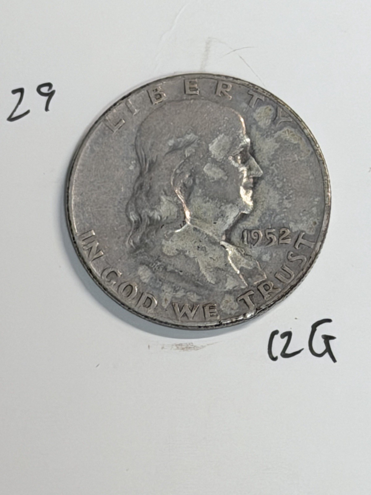 1952 Franklin Half Dollar 50C 90% Silver Circulated US Coin