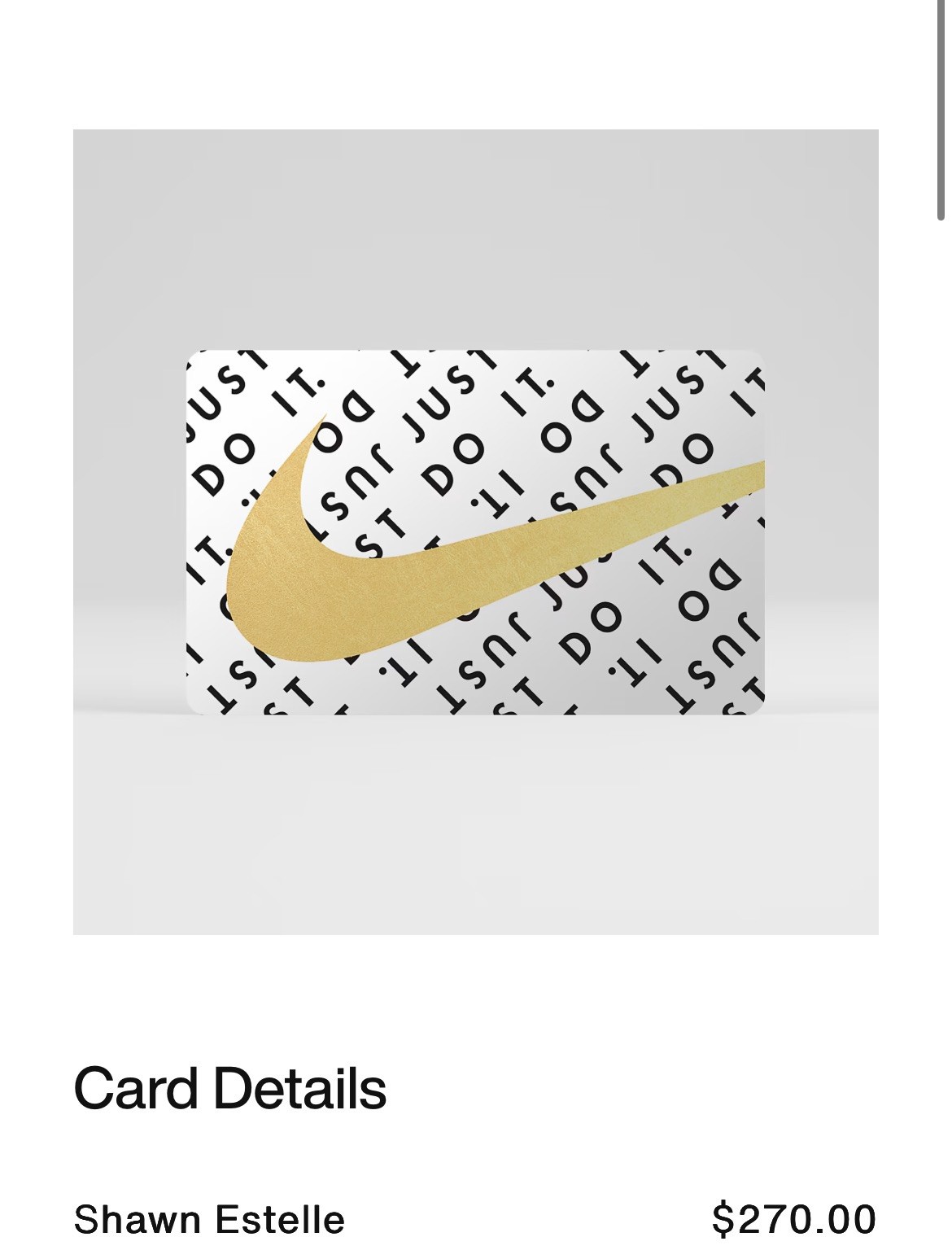 250 dollars nike gift card