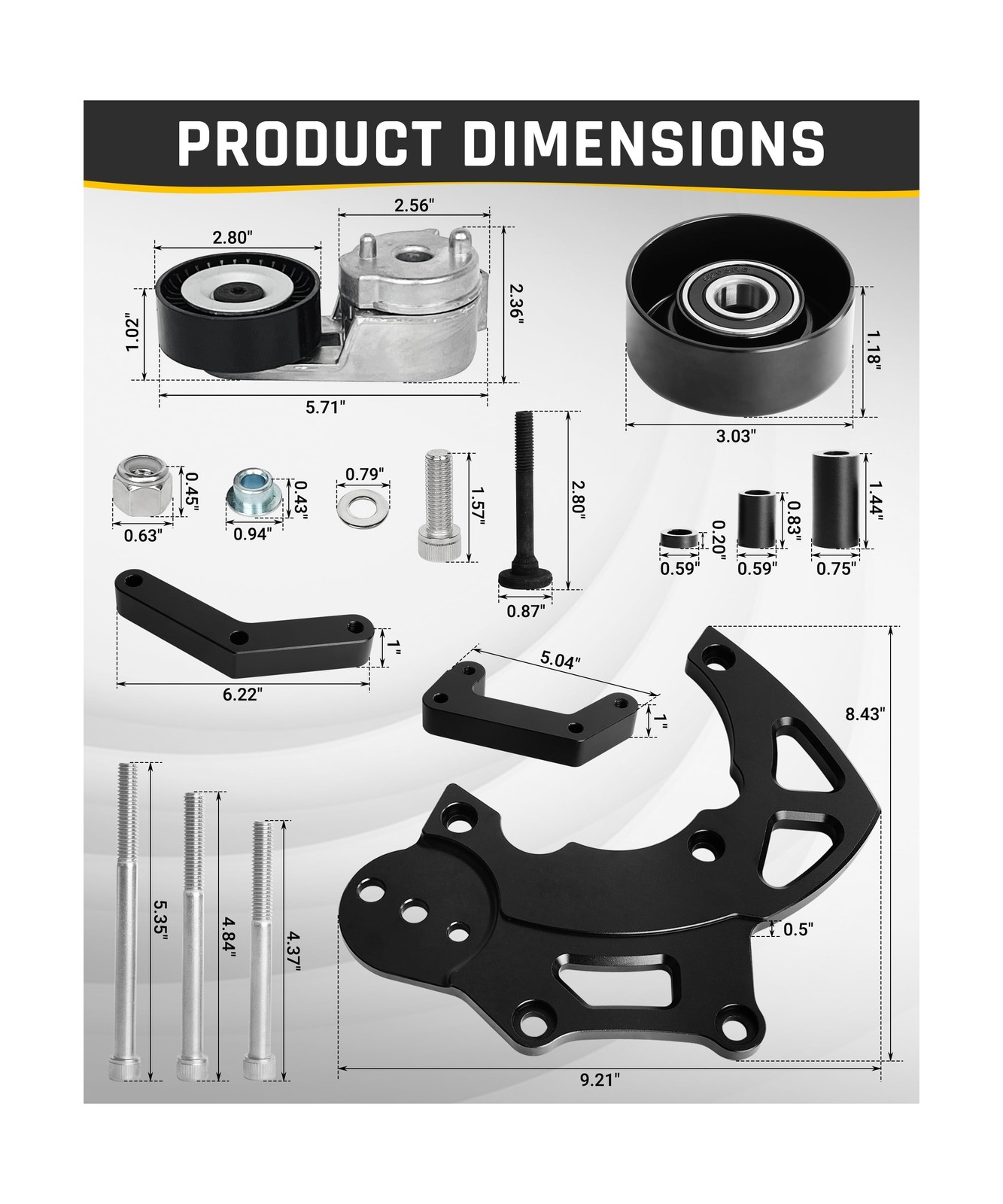 Wyckoff LS Swap R4 AC Compressor Bracket Kit, High Mount A/C Brackets Compati...