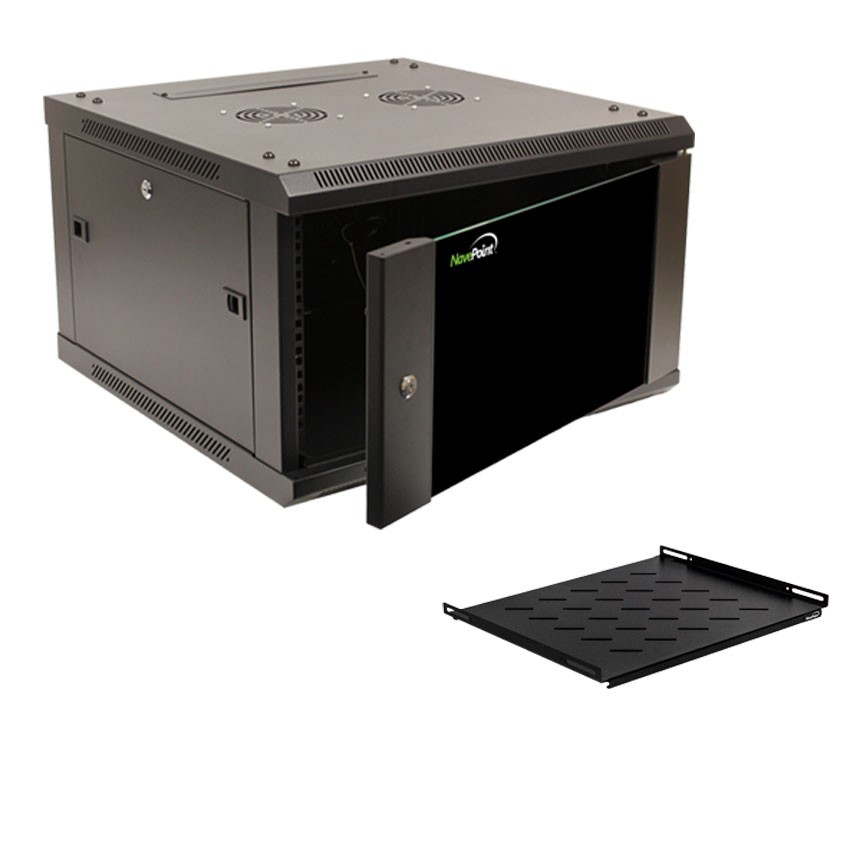 6U Wall Mount 19" Server 600mm Cabinet Rack Enclosure Glass Door Lock W/Shelf