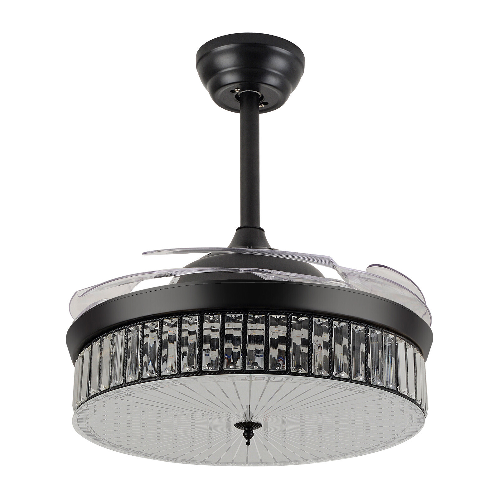 42 Inch Retractable LED Ceiling Fan Light with Remote Control and Timer