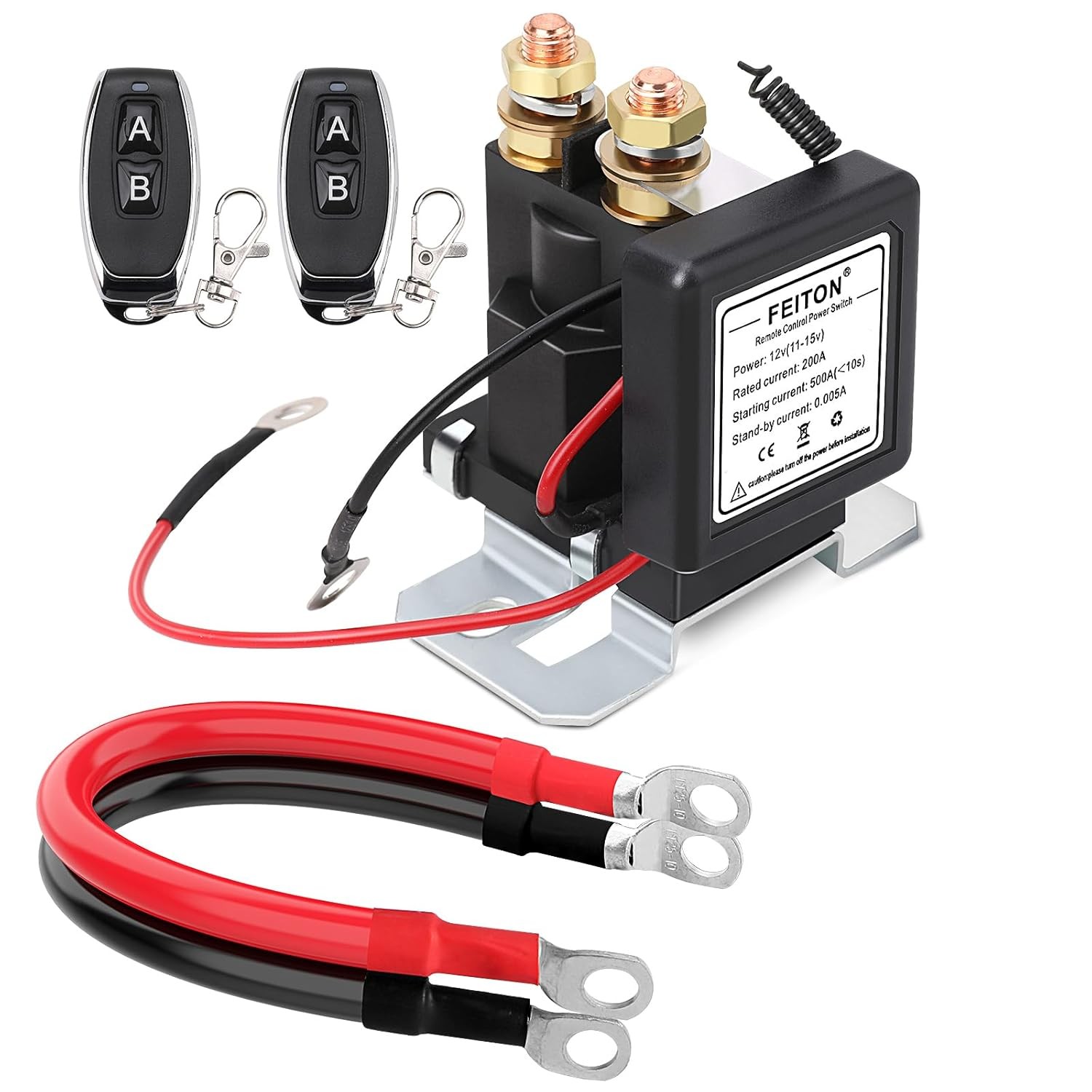 500A Starting 200A Rated Wireless Battery Disconnect Switch + 4AWG Cable