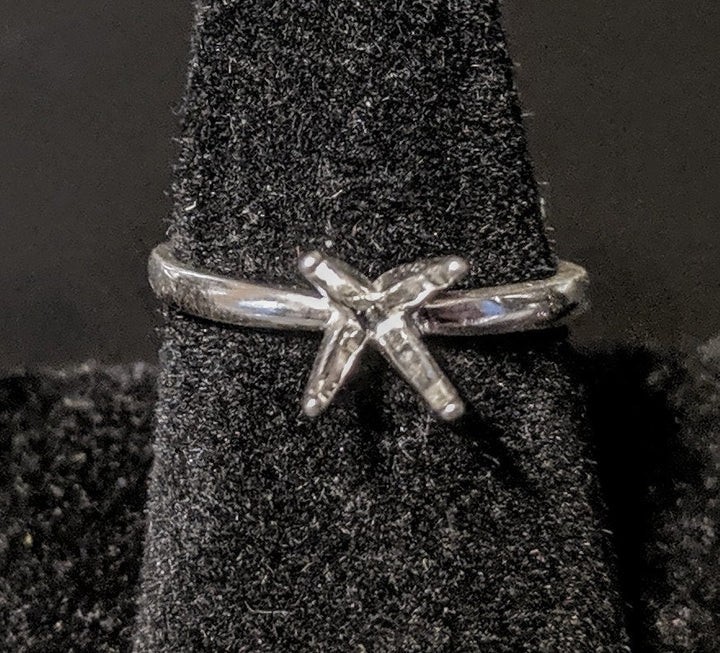 3 mm Round Setting Ring 4 Prong Deep Vee  Pre-Notched Sterling Silver Size 4-6.5
