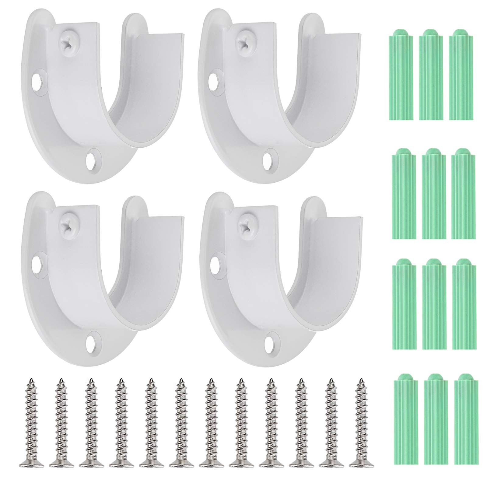4 Packs Closet Rod End Supports Brackets 1-1/2" Diameter, U Shaped Stainless ...
