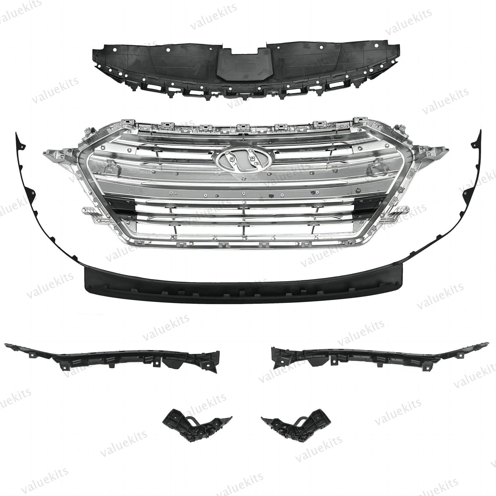 7PC For Elantra 2017 2018 Radiator Cover Grille Headlight Bumper Bracket Kit