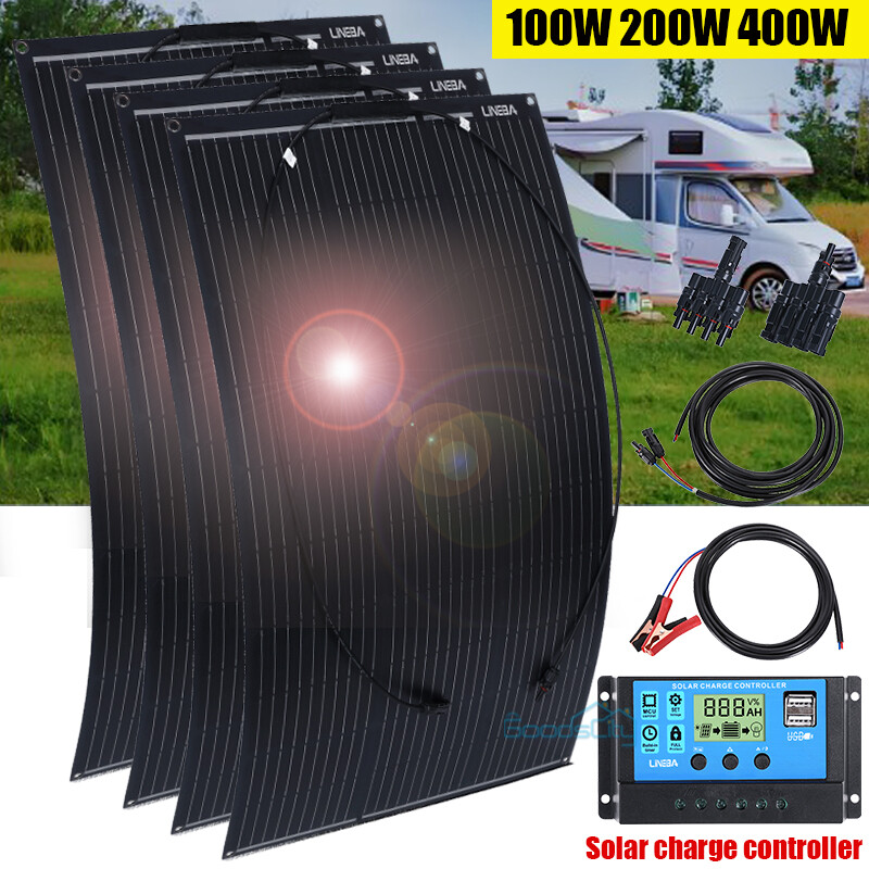 200W 400W 12V Portable Flexible Solar Panel Kit Waterproof IP67 for Outdoor RVs