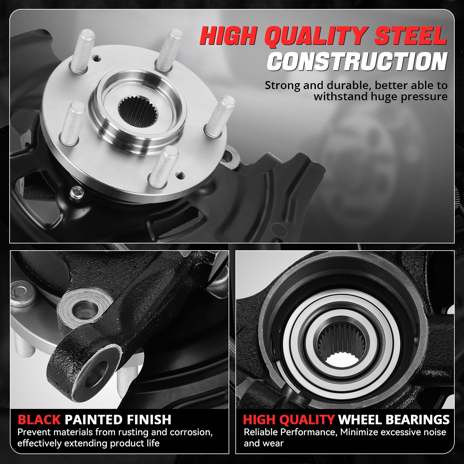 Fit 11-13 Sonata Front Left Driver Side Loaded Wheel Bearing Knuckle Assembly