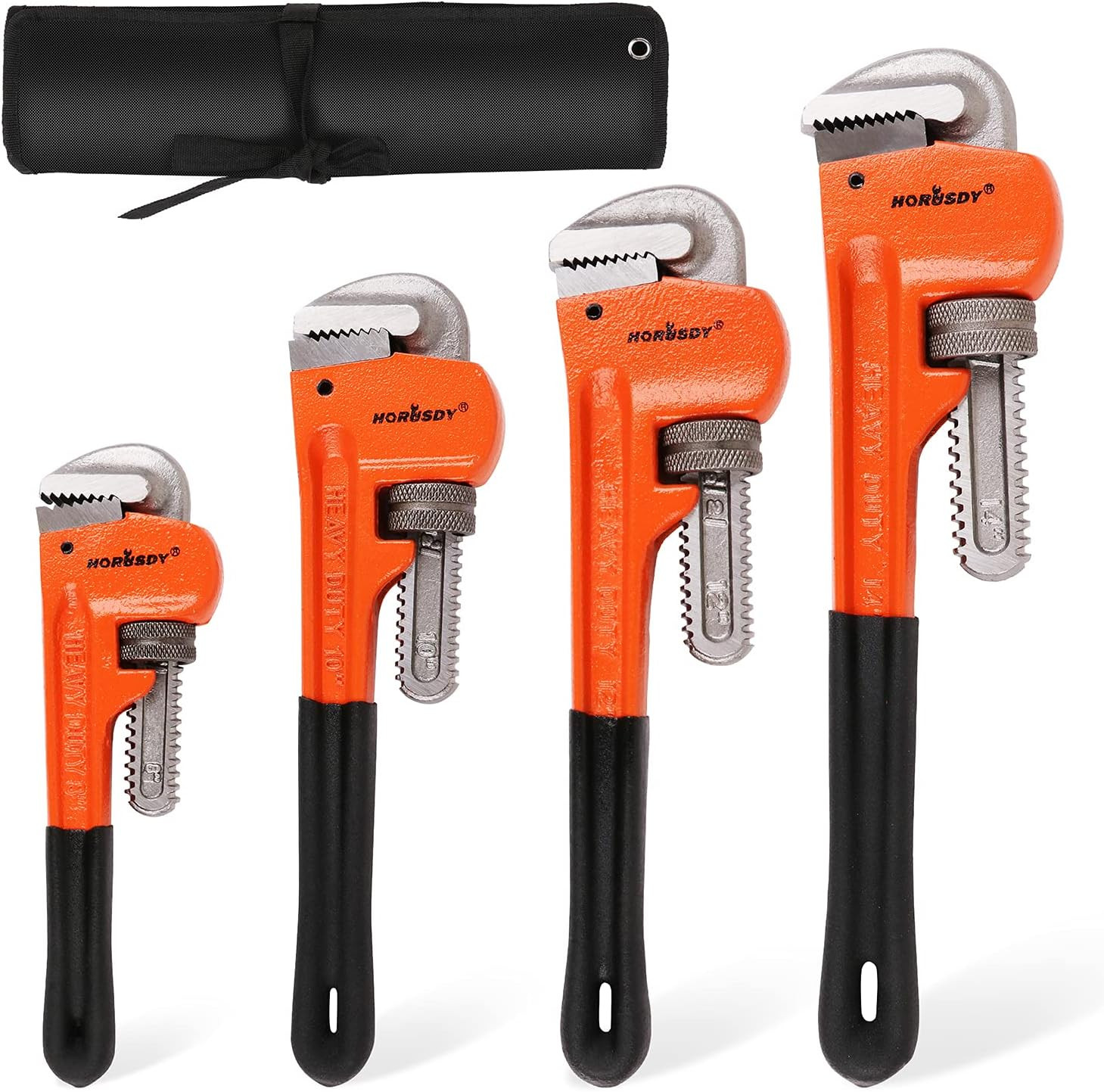 4 Pack Heavy Duty Adjustable Pipe Wrench Set 8" 10" 12" 14"
